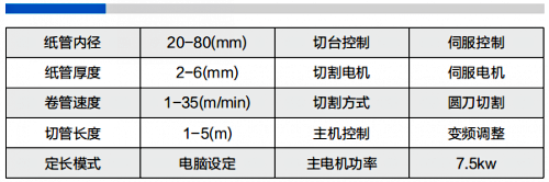 两机头数控纸管机80型参数