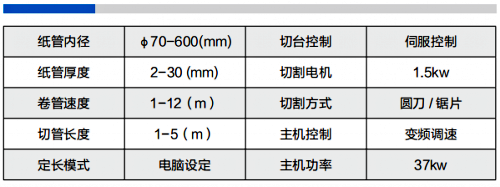 数控纸管机600型参数