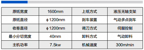 原纸分切复卷机参数