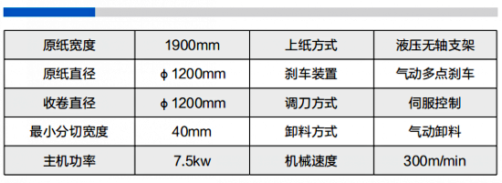 分切复卷机1900D型参数